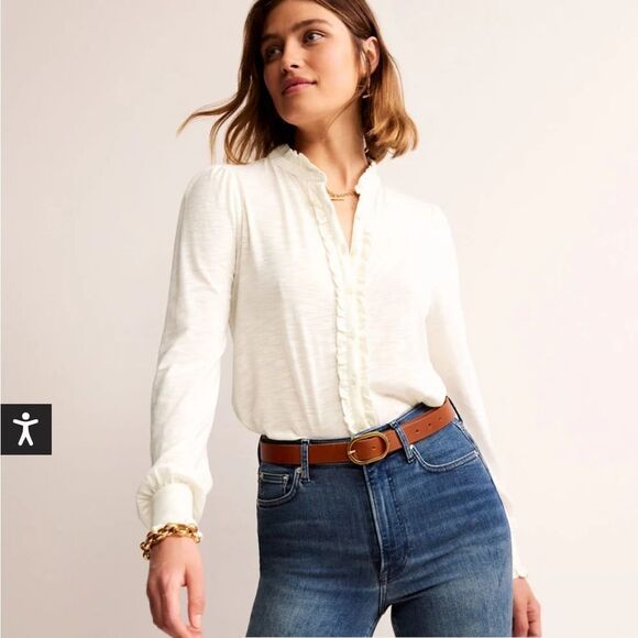 Boden Green and White Carolina Jersey Shirt- 4- like new! - Picture 12 of 13